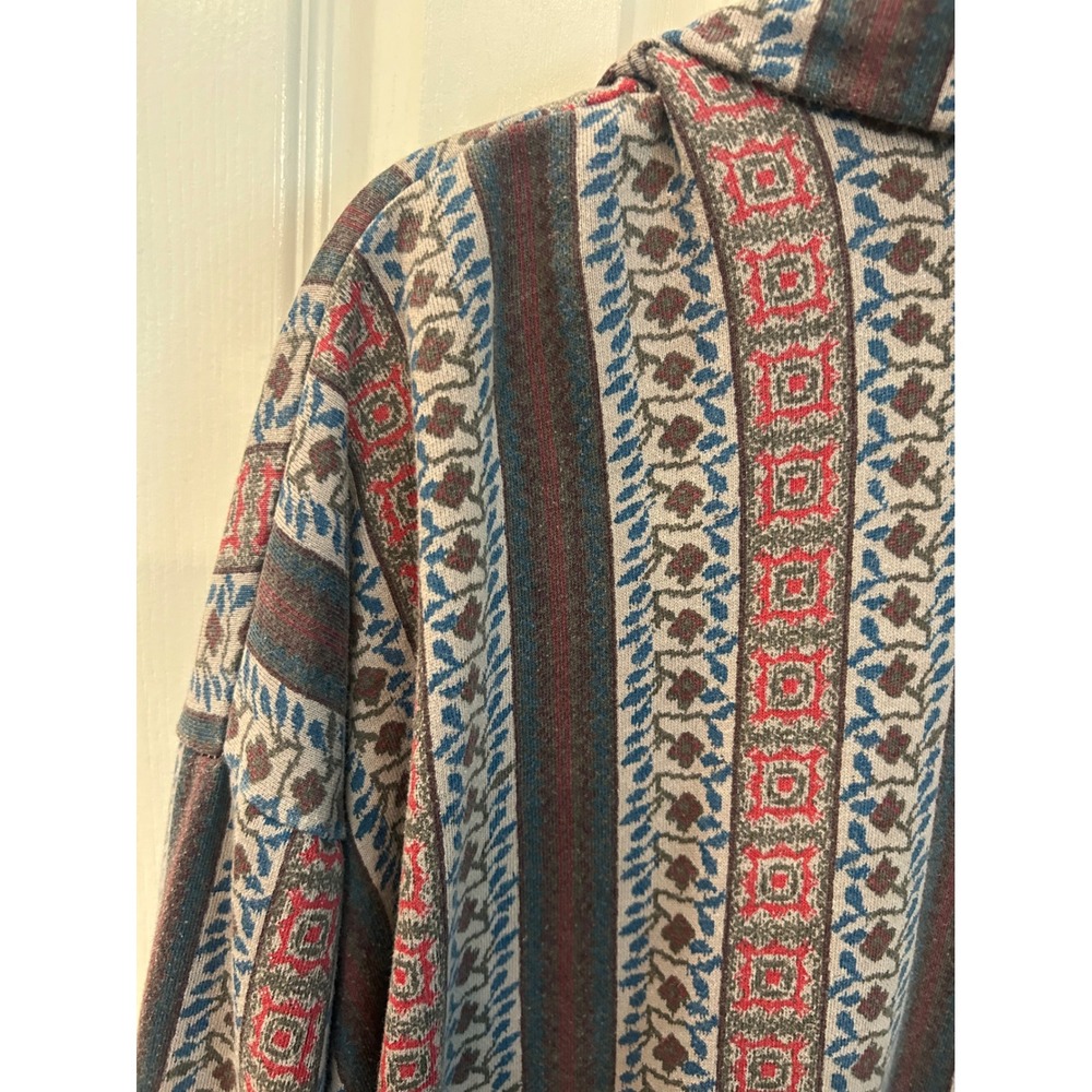 Alternative Cardigan Taupe Geometric Stripe Shawl Collar Thumbhole Boho Wrap - Picture 8 of 8